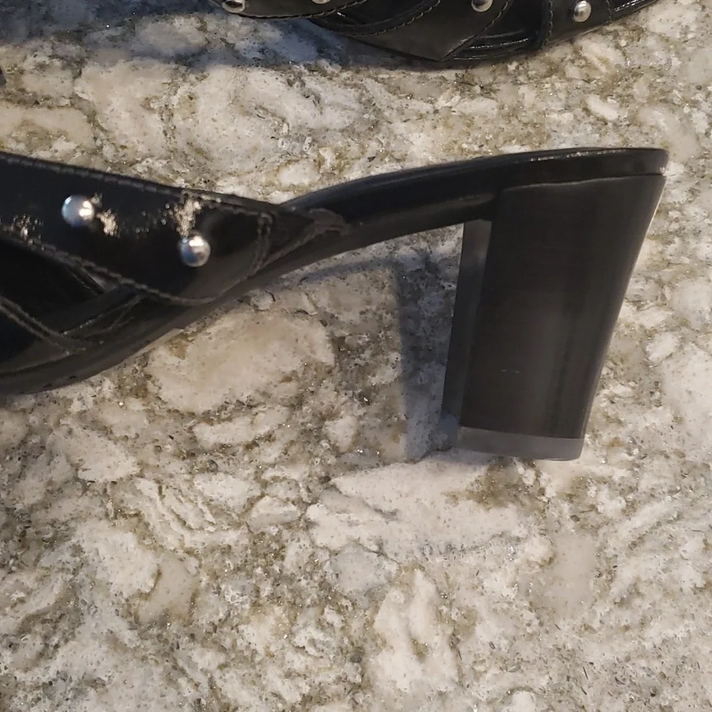 Ecco slide sandal style Osaka Black Patent